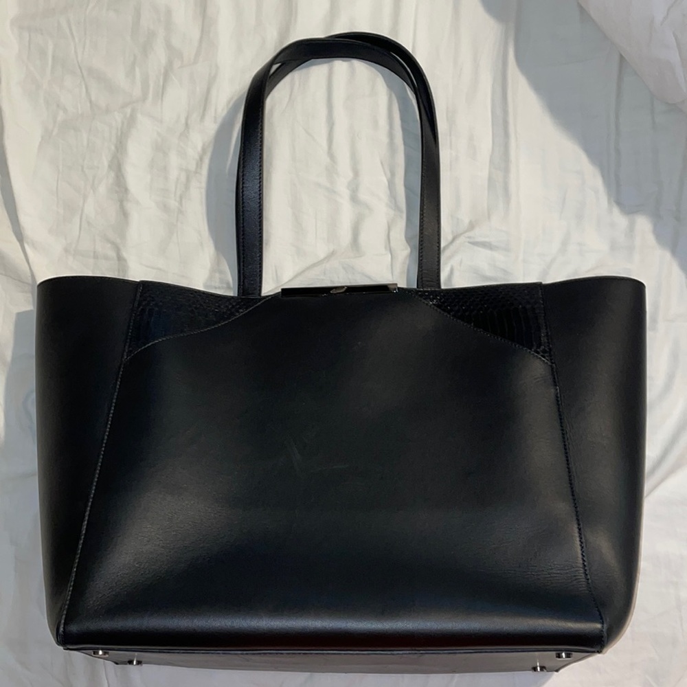 Khirma Eliazov Black Christy Leather & Watersnake Tote $1095